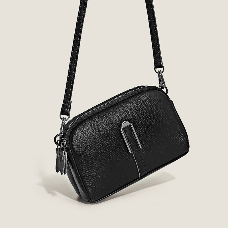 Minimalist Crossbody Bag In Top-grain Leather