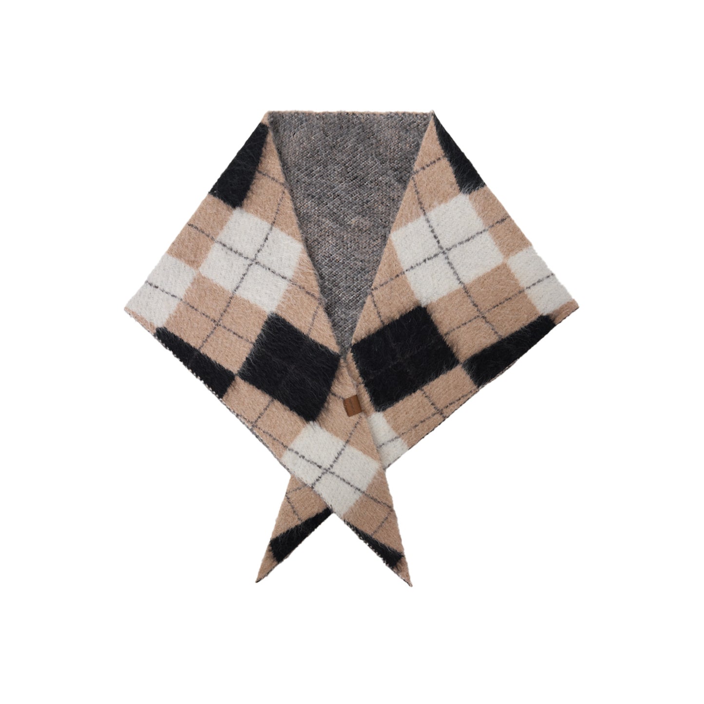 Retro Diamond Jacquard Plaid Cotton Wool Triangle Scarf Warm Neck Warmer