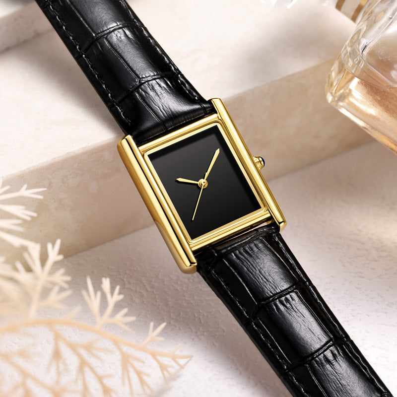 Couple Leather Watch Strap Simple Square Student's Watch Waterproof