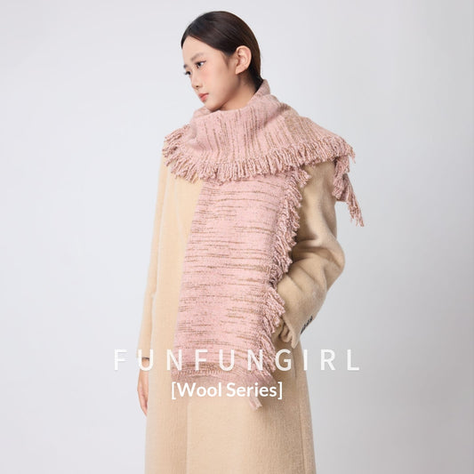 Side Fringe Wool Scarf Simple Casual Thickened Neck Warmer