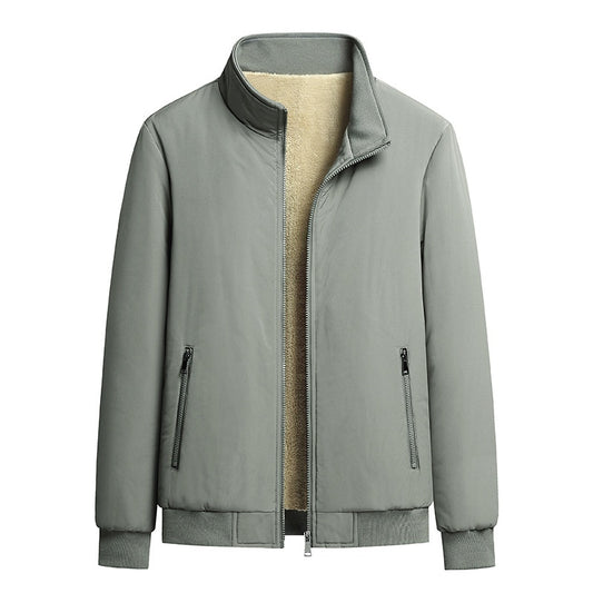Fleece-lined Thick Warm Loose Stand-collar Jacket