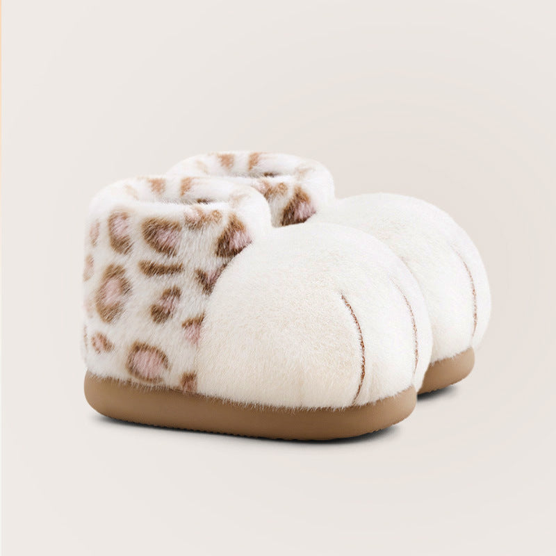 Women's Plush Mid-top Bag With Furry Cat Paw Snow Boots
