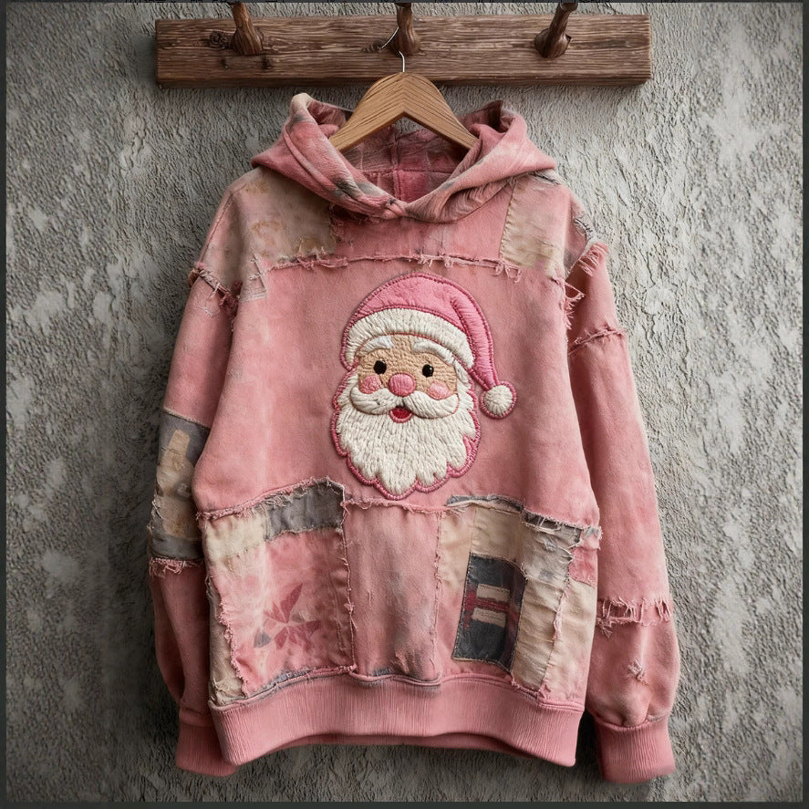 Christmas Pocket Hoodie Loose Pullover Digital Print Sweatshirt