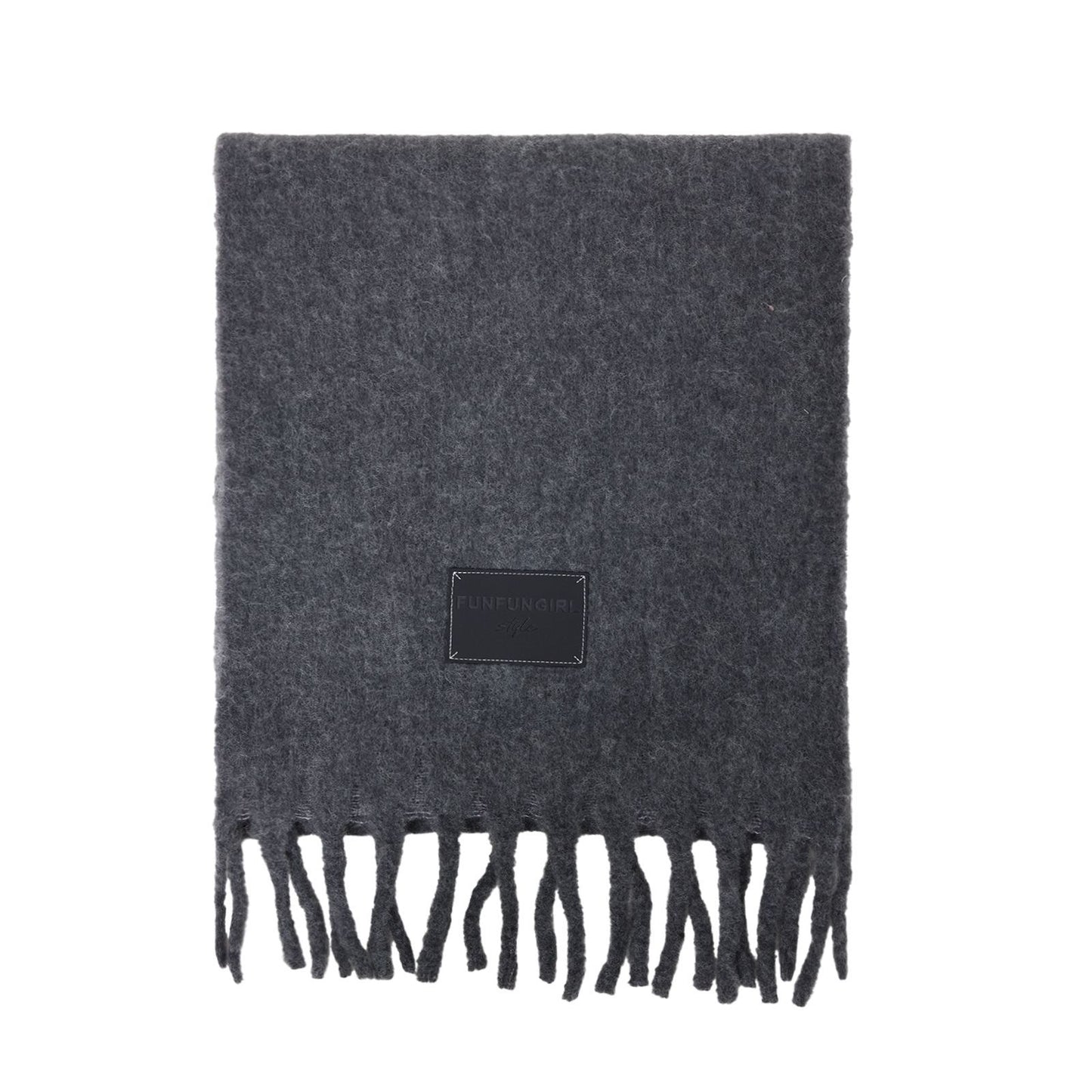 Solid Color Fringe Wool Scarf Women's Thickened Warm Neck Wrap