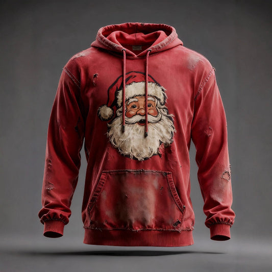 Christmas Pocket Hoodie Loose Pullover Digital Print Sweatshirt