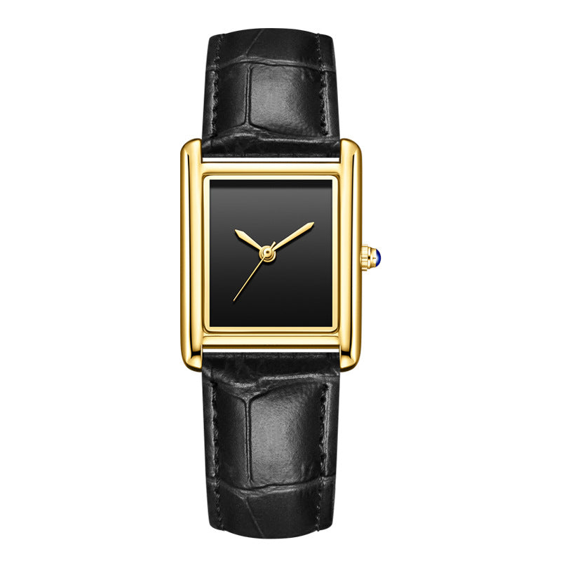 Couple Leather Watch Strap Simple Square Student's Watch Waterproof