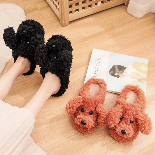 Winter Pack Heel Cotton Shoes Women's Cartoon Furry Slippers
