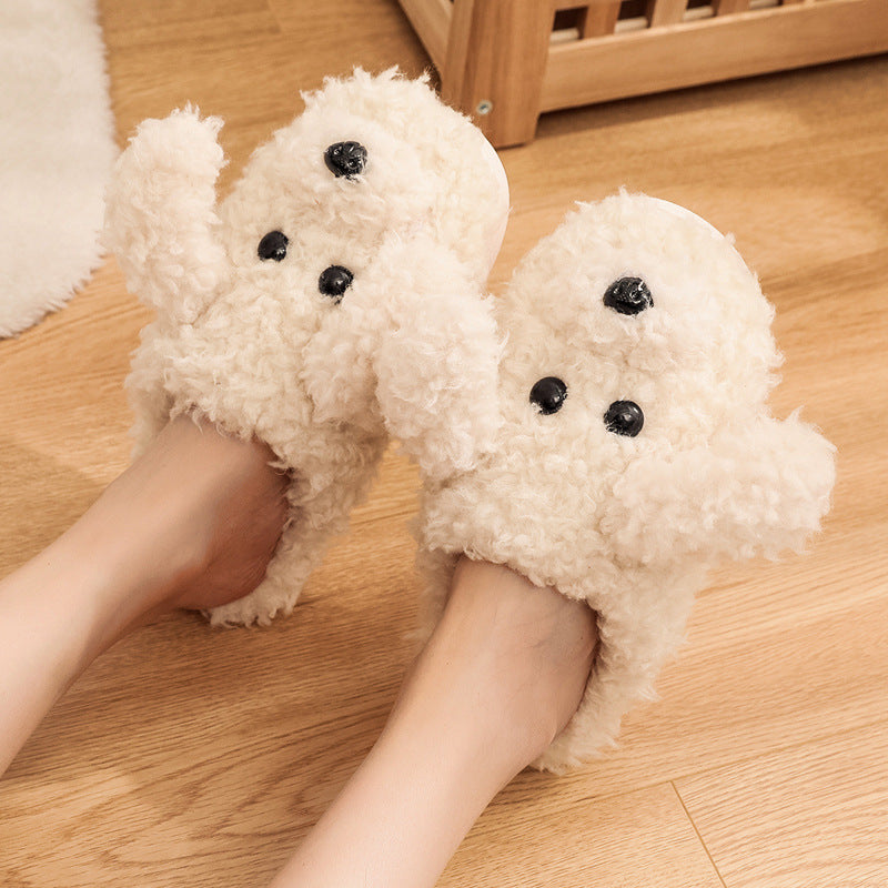 Winter Pack Heel Cotton Shoes Women's Cartoon Furry Slippers