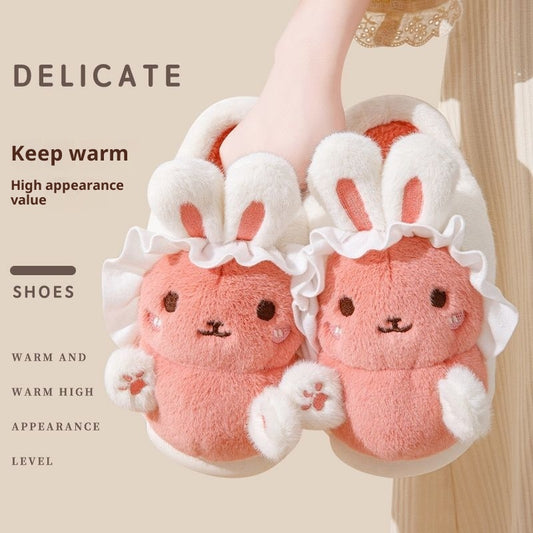 Cute Hug Rabbit Girl Cartoon Cotton Slippers