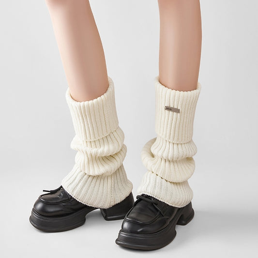 Female Vertical Stripe Slimming Solid Color Retro Sock Set