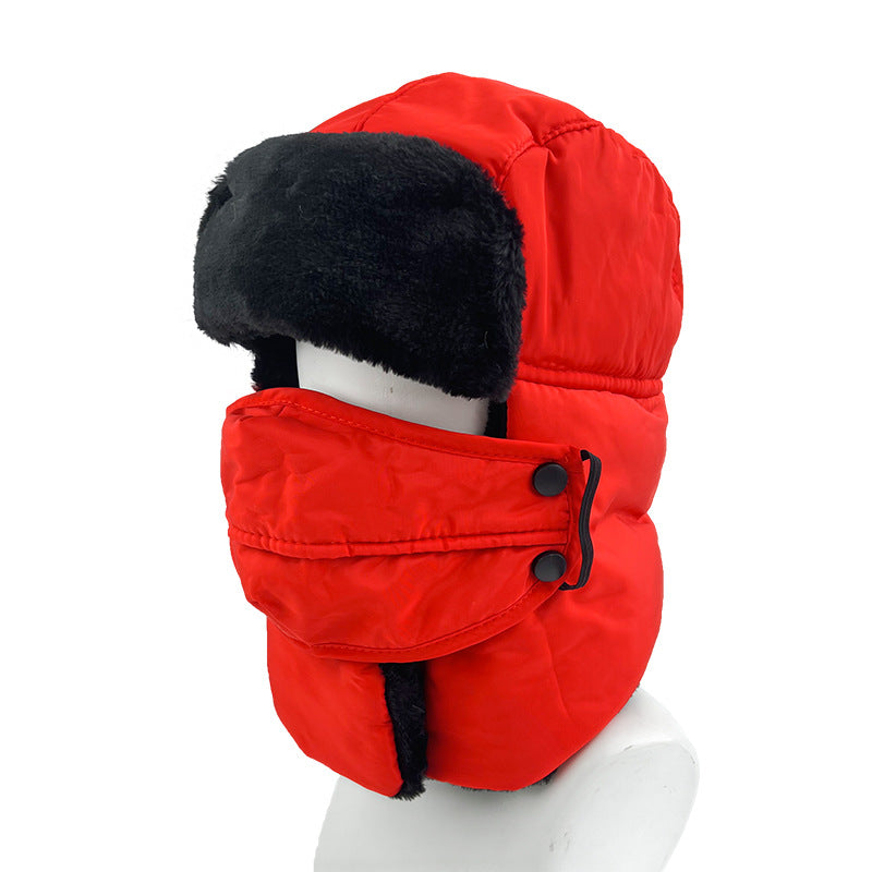 Windproof And Cold-resistant Solid-color Lei Feng Hat With Thickened Fleece For Ear Protection