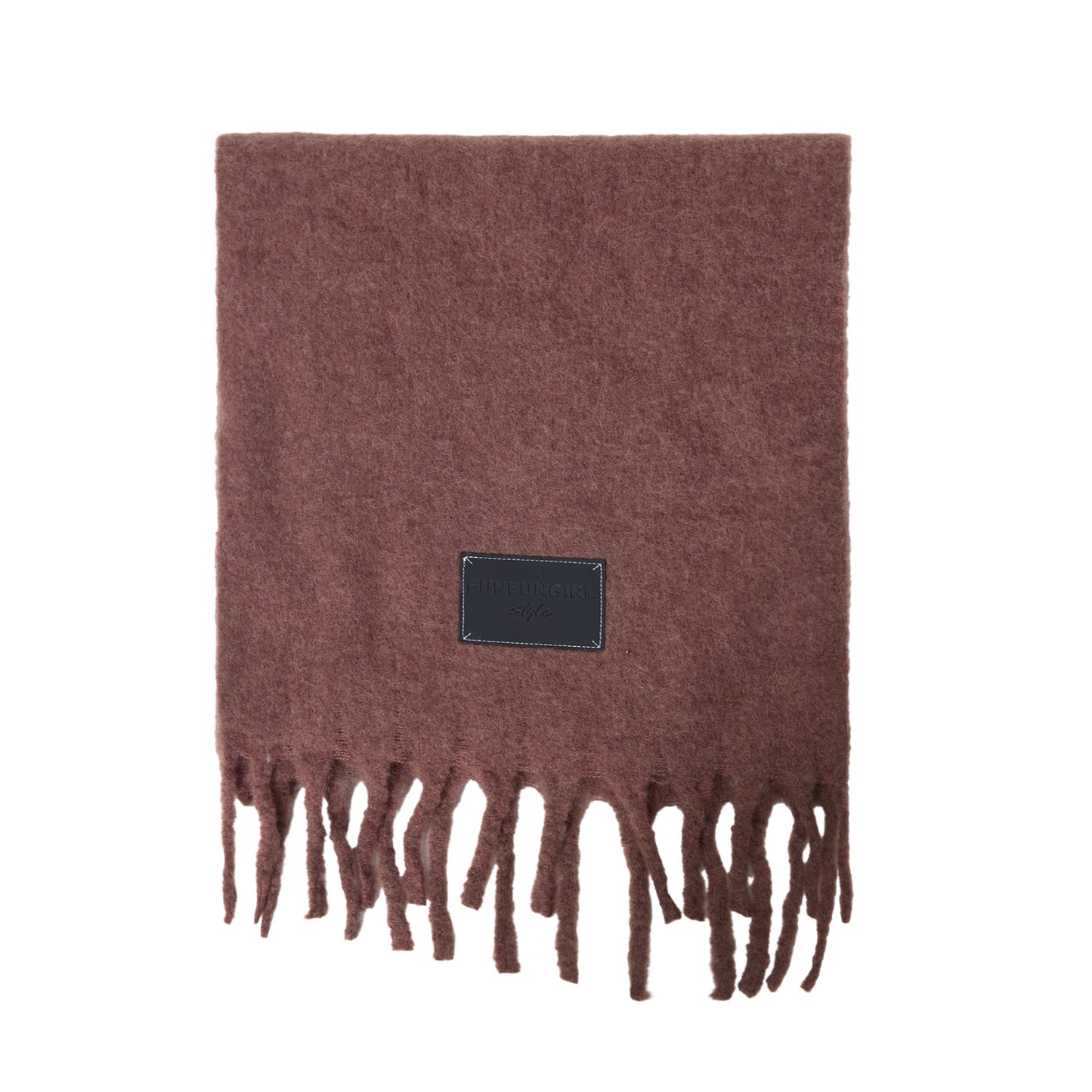 Solid Color Fringe Wool Scarf Women's Thickened Warm Neck Wrap