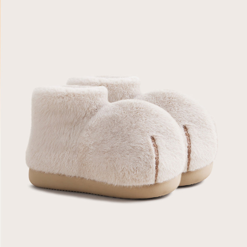 Women's Plush Mid-top Bag With Furry Cat Paw Snow Boots
